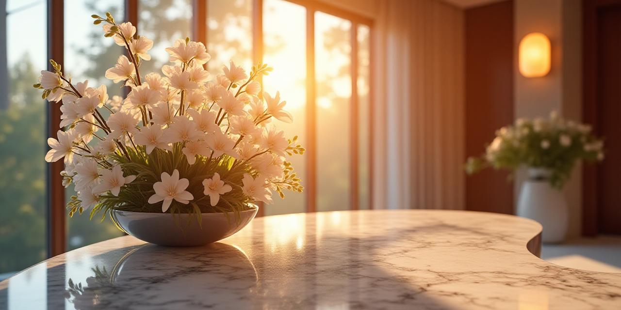 Un somptueux arrangement floral architectural dans le lobby d'un hôtel de luxe parisien