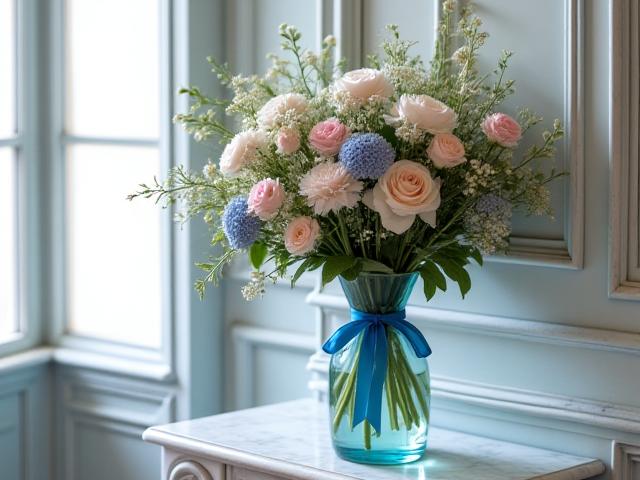 Décoration florale dans un salon d'hôtel particulier