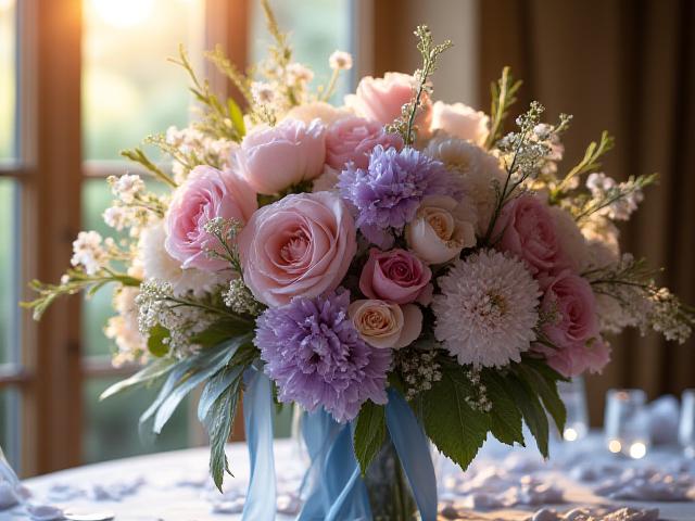 Arrangement floral romantique dans un château